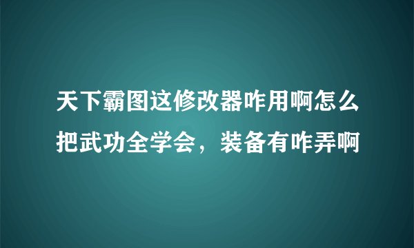 天下霸图这修改器咋用啊怎么把武功全学会，装备有咋弄啊