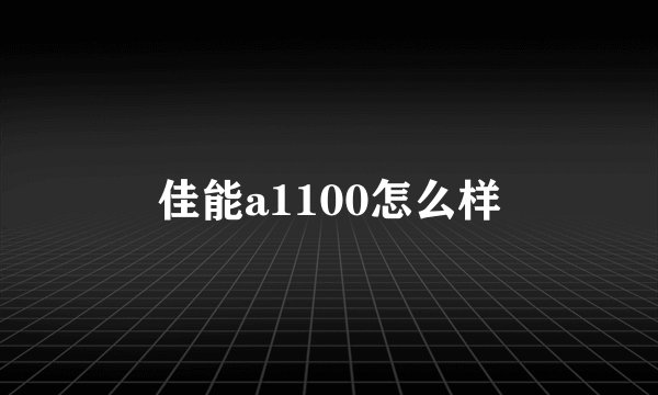 佳能a1100怎么样