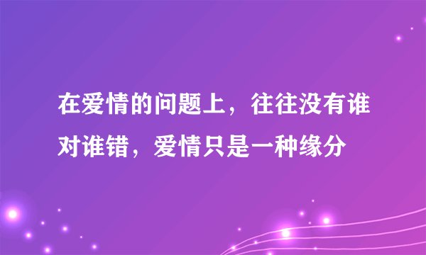 在爱情的问题上，往往没有谁对谁错，爱情只是一种缘分