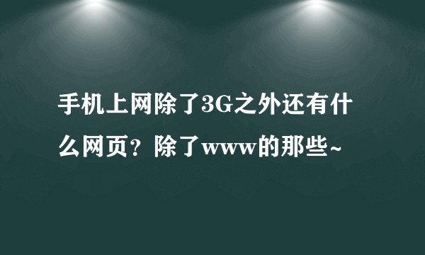 手机上网除了3G之外还有什么网页？除了www的那些~
