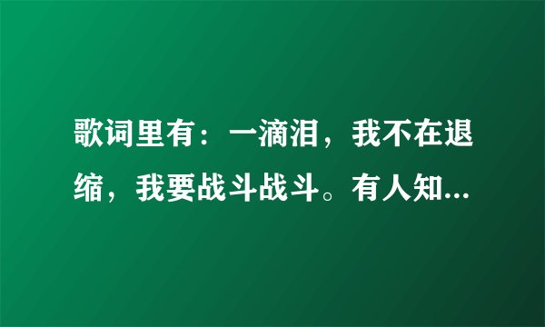 歌词里有：一滴泪，我不在退缩，我要战斗战斗。有人知道是什么歌曲的