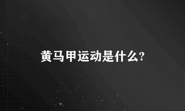 黄马甲运动是什么?