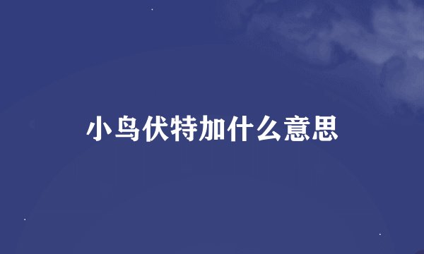 小鸟伏特加什么意思