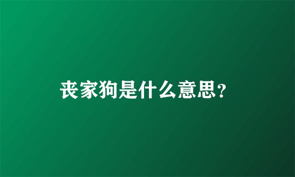 丧家狗是什么意思？