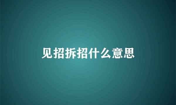 见招拆招什么意思