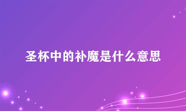 圣杯中的补魔是什么意思