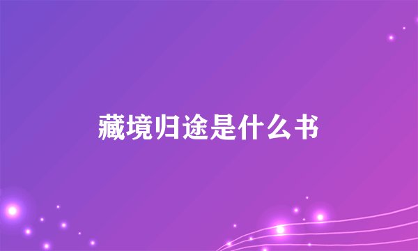 藏境归途是什么书