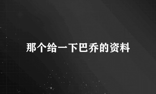 那个给一下巴乔的资料