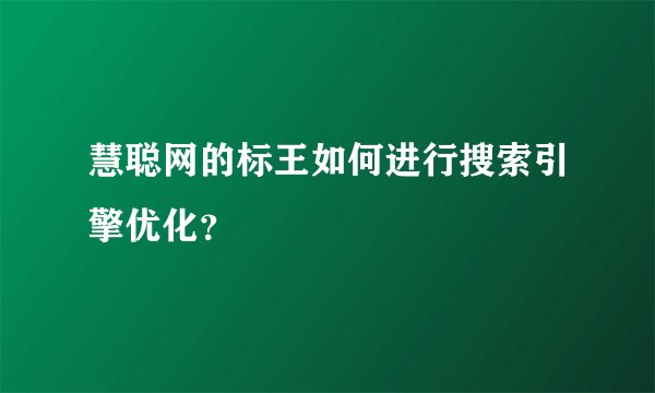 慧聪网的标王如何进行搜索引擎优化？