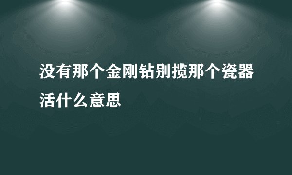没有那个金刚钻别揽那个瓷器活什么意思