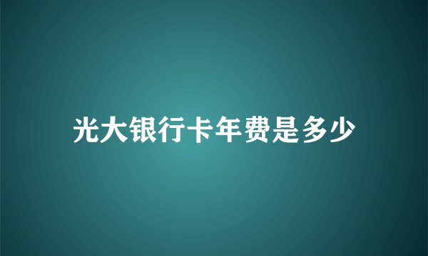 光大银行卡年费是多少