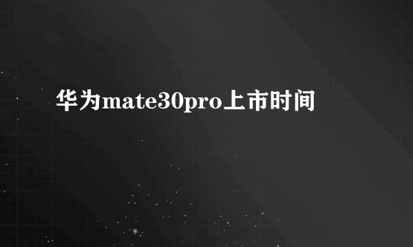 华为mate30pro上市时间