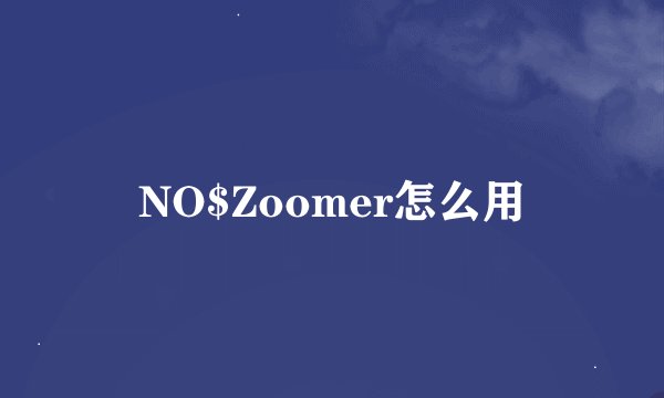 NO$Zoomer怎么用