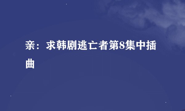 亲：求韩剧逃亡者第8集中插曲