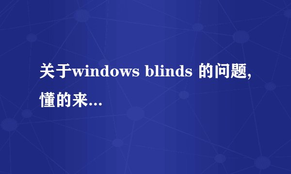关于windows blinds 的问题,懂的来...