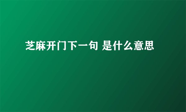 芝麻开门下一句 是什么意思