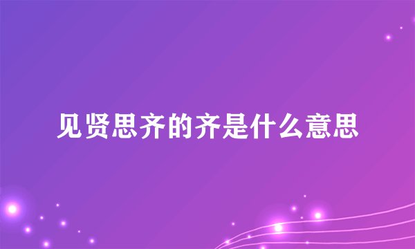 见贤思齐的齐是什么意思
