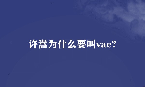 许嵩为什么要叫vae?