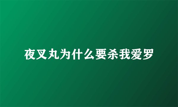 夜叉丸为什么要杀我爱罗