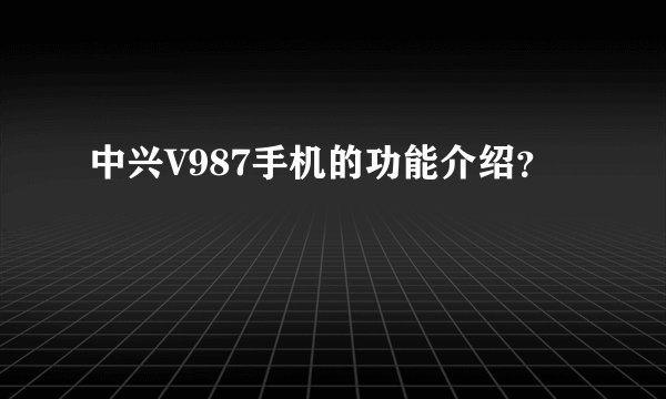 中兴V987手机的功能介绍？