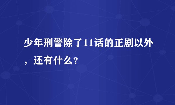 少年刑警除了11话的正剧以外，还有什么？