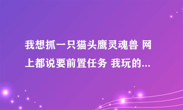 我想抓一只猫头鹰灵魂兽 网上都说要前置任务 我玩的是LM 怎么做前置任务 不是说前置得去奥格瑞玛接吗
