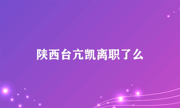 陕西台亢凯离职了么