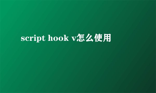 script hook v怎么使用