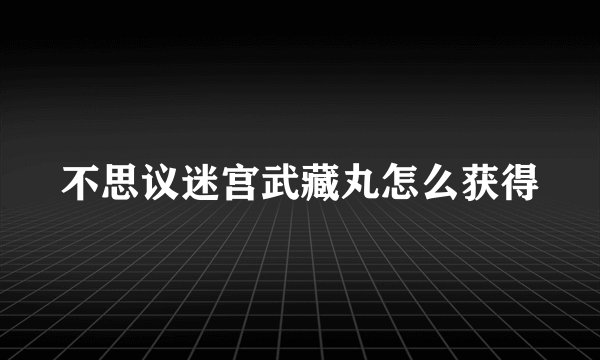 不思议迷宫武藏丸怎么获得