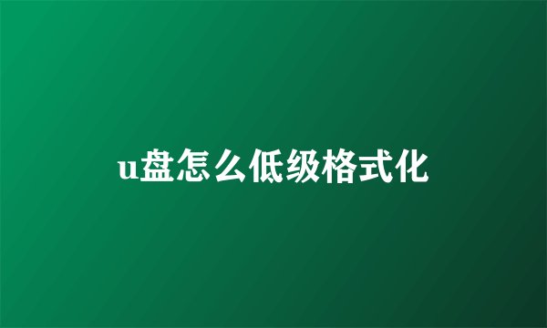 u盘怎么低级格式化