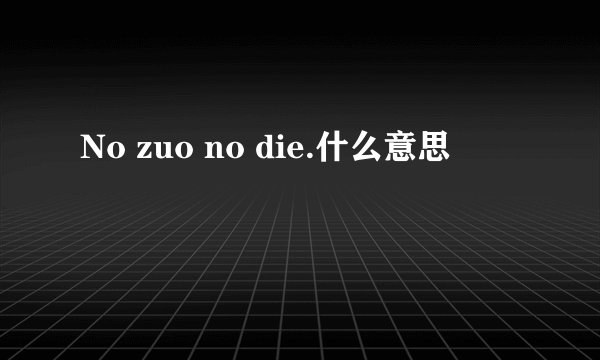 No zuo no die.什么意思
