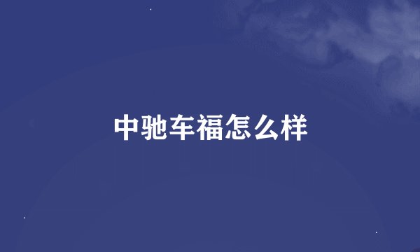中驰车福怎么样