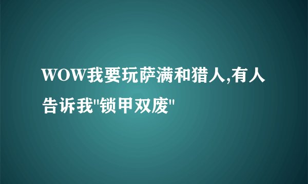 WOW我要玩萨满和猎人,有人告诉我