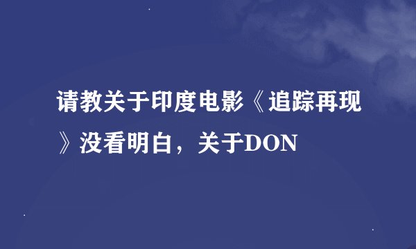 请教关于印度电影《追踪再现》没看明白，关于DON