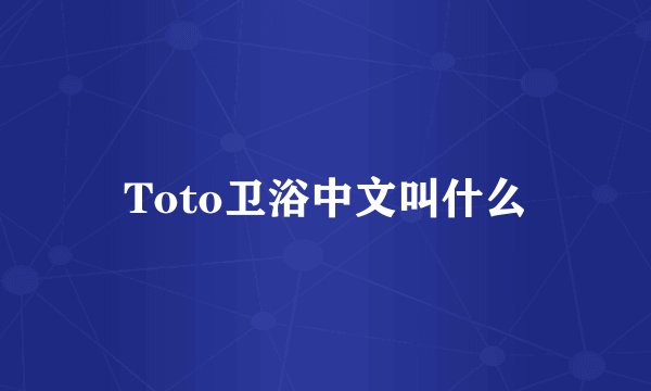 Toto卫浴中文叫什么