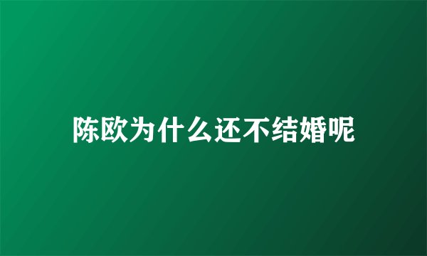 陈欧为什么还不结婚呢