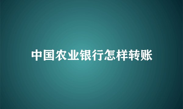 中国农业银行怎样转账