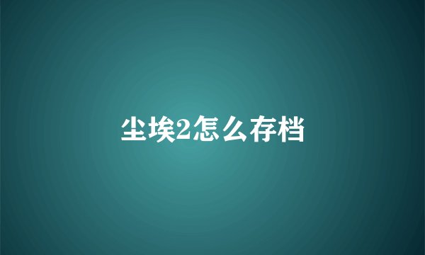 尘埃2怎么存档