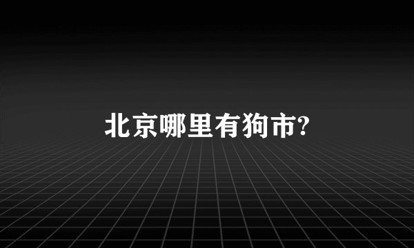 北京哪里有狗市?