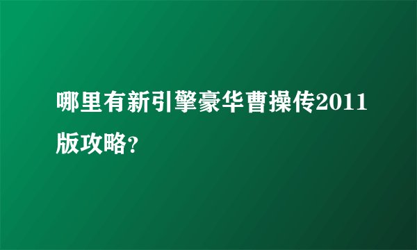 哪里有新引擎豪华曹操传2011版攻略？
