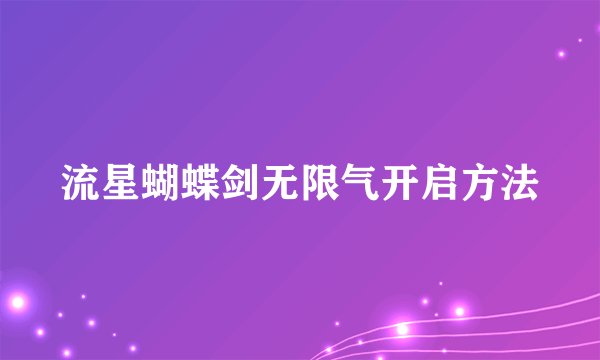 流星蝴蝶剑无限气开启方法