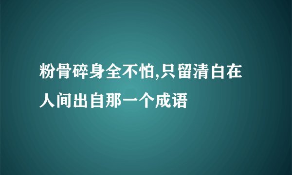 粉骨碎身全不怕,只留清白在人间出自那一个成语