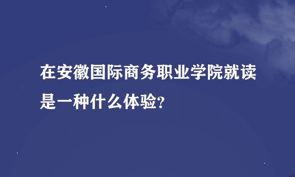 在安徽国际商务职业学院就读是一种什么体验？