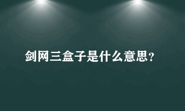 剑网三盒子是什么意思？