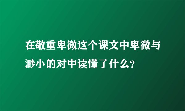 在敬重卑微这个课文中卑微与渺小的对中读懂了什么？