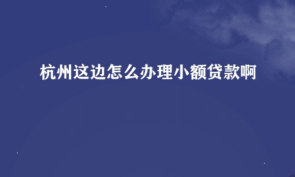 杭州这边怎么办理小额贷款啊