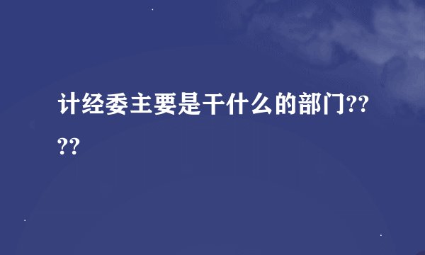计经委主要是干什么的部门????