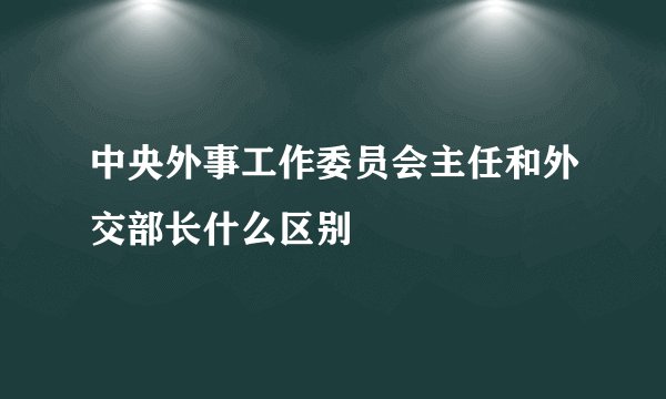 中央外事工作委员会主任和外交部长什么区别