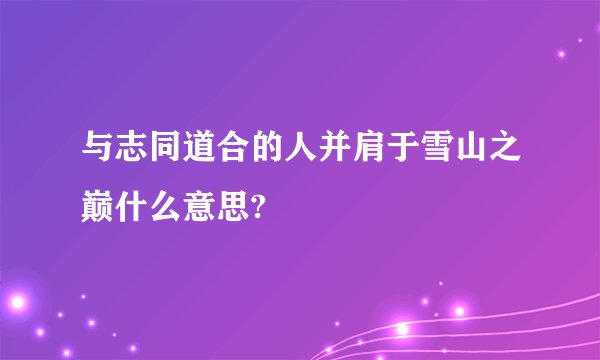与志同道合的人并肩于雪山之巅什么意思?