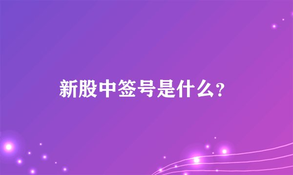新股中签号是什么？